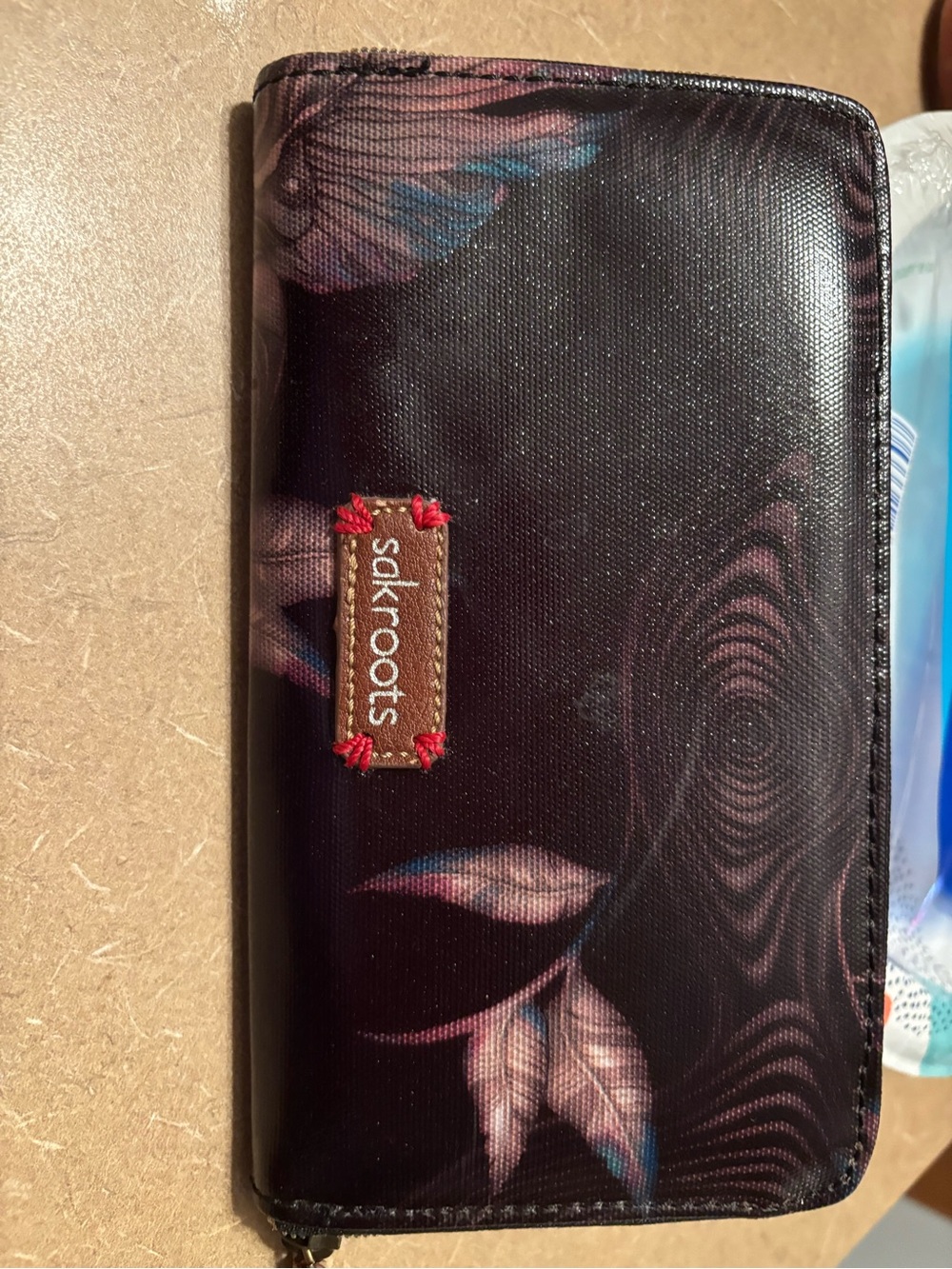 Sakroots Black Floral Zippered Wallet